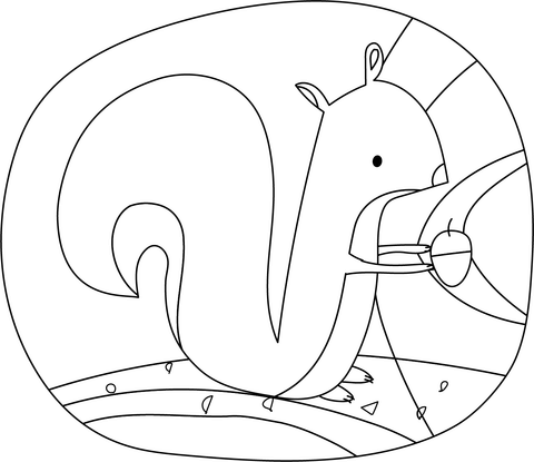 Squirrel With Acorn Coloring Page